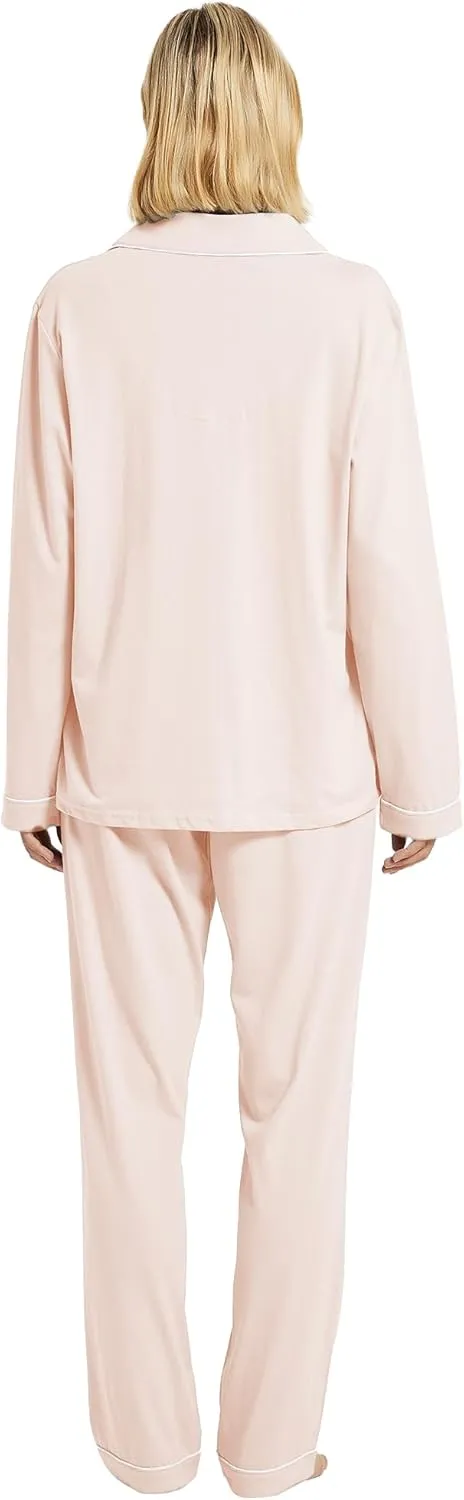 100% Cotton Pajama Set for Women Long Sleeve Womens Sleepwear Button Down NightWear Soft Pj Lounge Sets