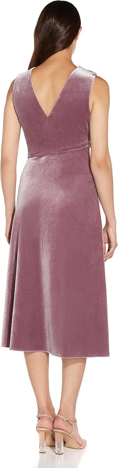 Adrianna Papell Women's Draped Velvet Bias Midi Dress