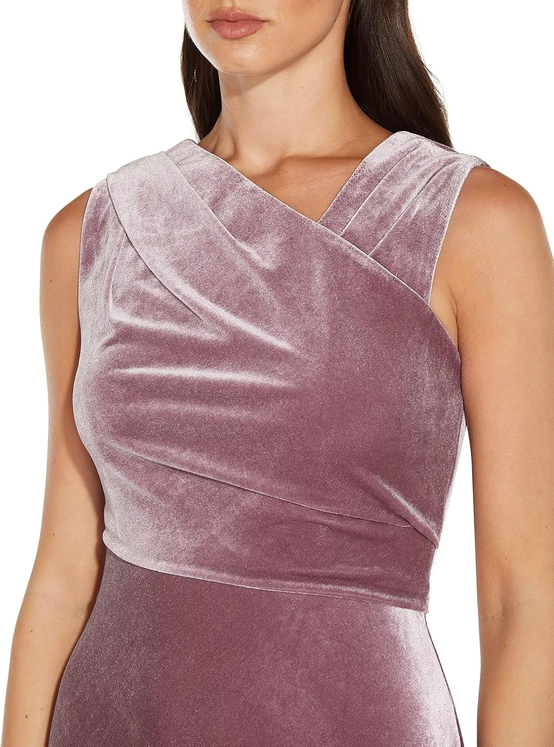 Adrianna Papell Women's Draped Velvet Bias Midi Dress