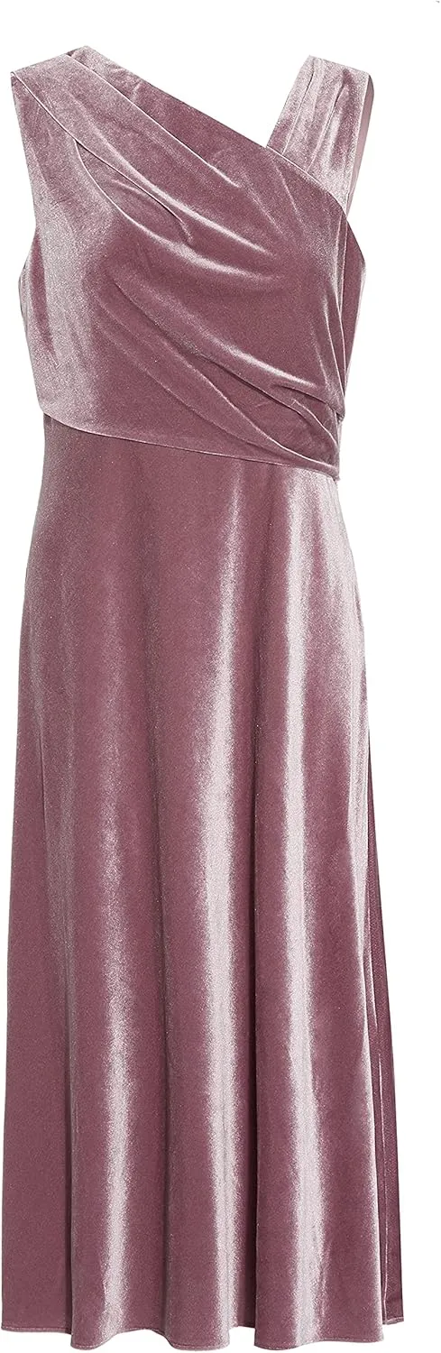 Adrianna Papell Women's Draped Velvet Bias Midi Dress