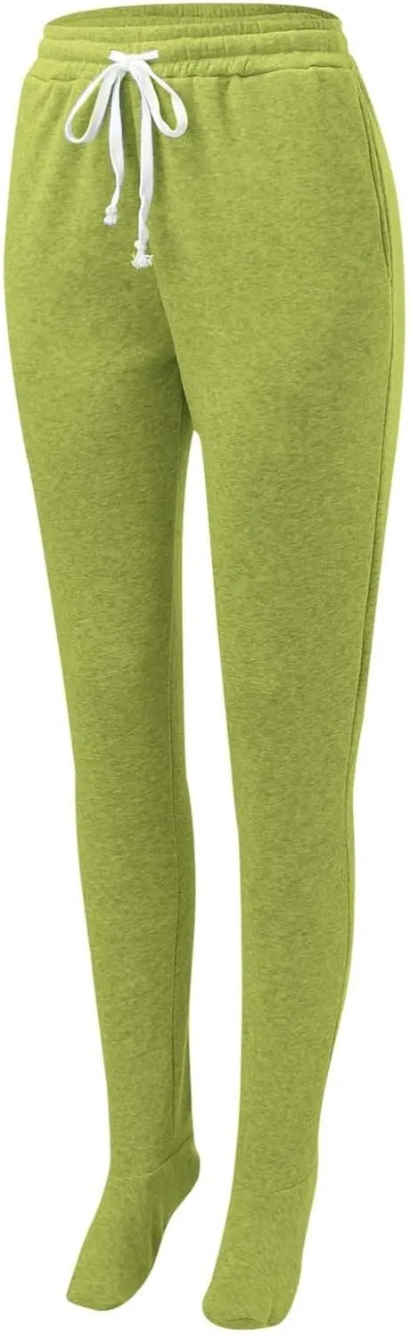 Adult Footed Sweatpants with Sherpa Fleece Lined Feet Winter Soft Warm Nightwear Loungewear Solid Footed Loose Pajamas Pants