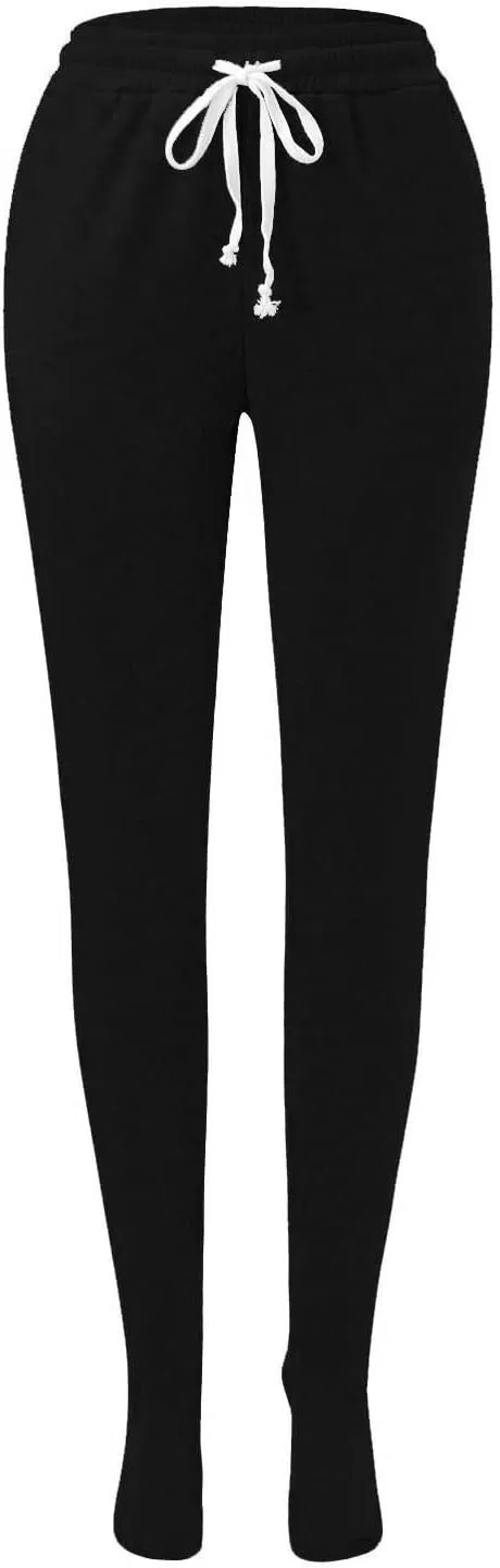 Adult Footed Sweatpants with Sherpa Fleece Lined Feet Winter Soft Warm Nightwear Loungewear Solid Footed Loose Pajamas Pants