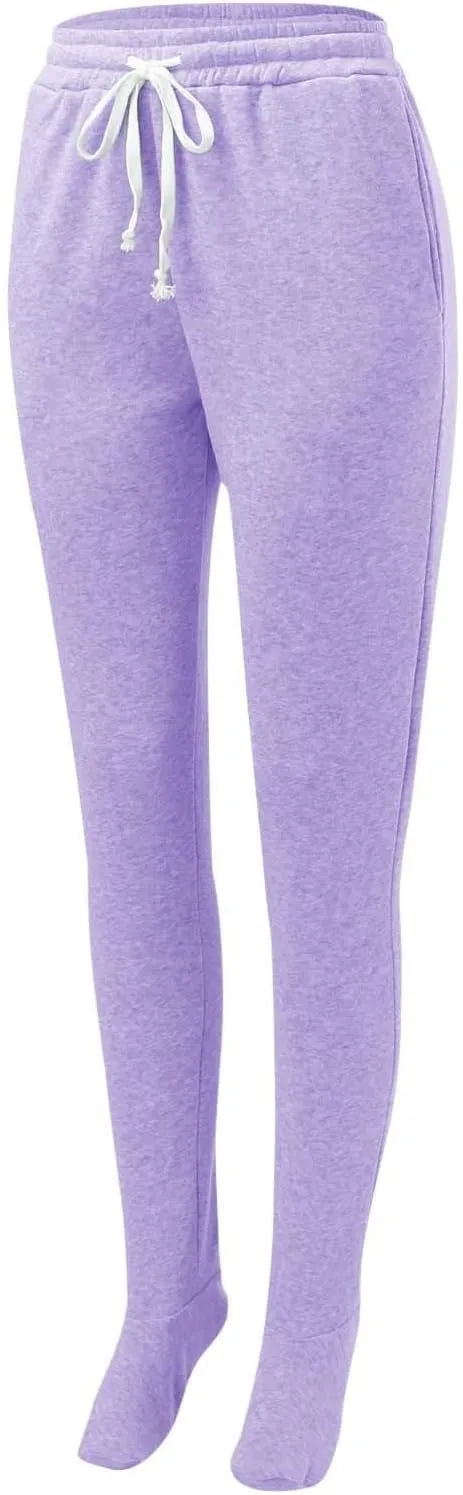 Adult Footed Sweatpants with Sherpa Fleece Lined Feet Winter Soft Warm Nightwear Loungewear Solid Footed Loose Pajamas Pants