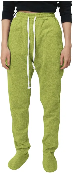 Adult Footed Sweatpants with Sherpa Fleece Lined Feet Winter Soft Warm Nightwear Loungewear Solid Footed Loose Pajamas Pants