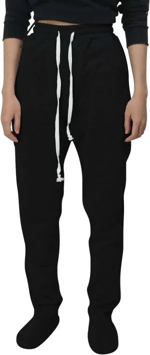 Adult Footed Sweatpants with Sherpa Fleece Lined Feet Winter Soft Warm Nightwear Loungewear Solid Footed Loose Pajamas Pants
