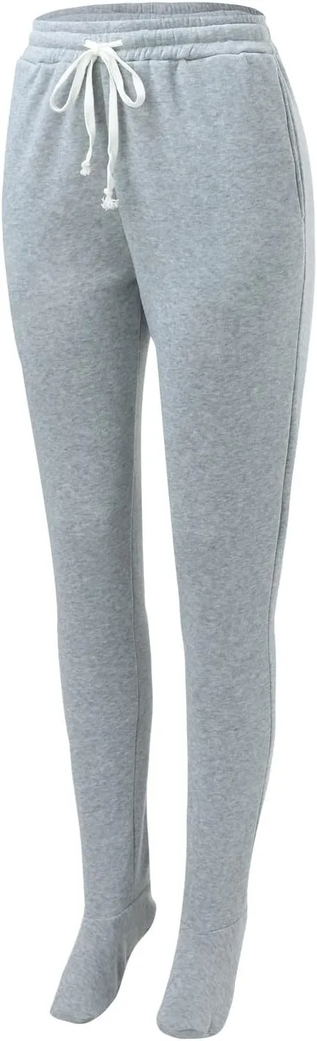 Adult Footed Sweatpants with Sherpa Fleece Lined Feet Winter Soft Warm Nightwear Loungewear Solid Footed Loose Pajamas Pants