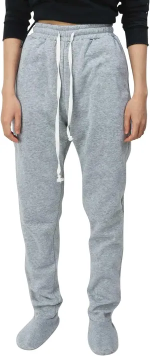 Adult Footed Sweatpants with Sherpa Fleece Lined Feet Winter Soft Warm Nightwear Loungewear Solid Footed Loose Pajamas Pants