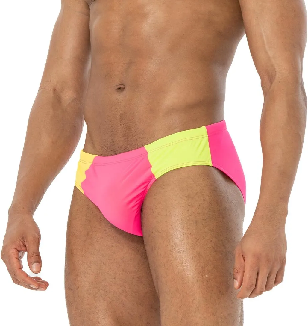 AIMPACT Mens Stripe Swim Briefs Retro Swimwear Sexy Bikini Swimsuit Print Bathing Suit