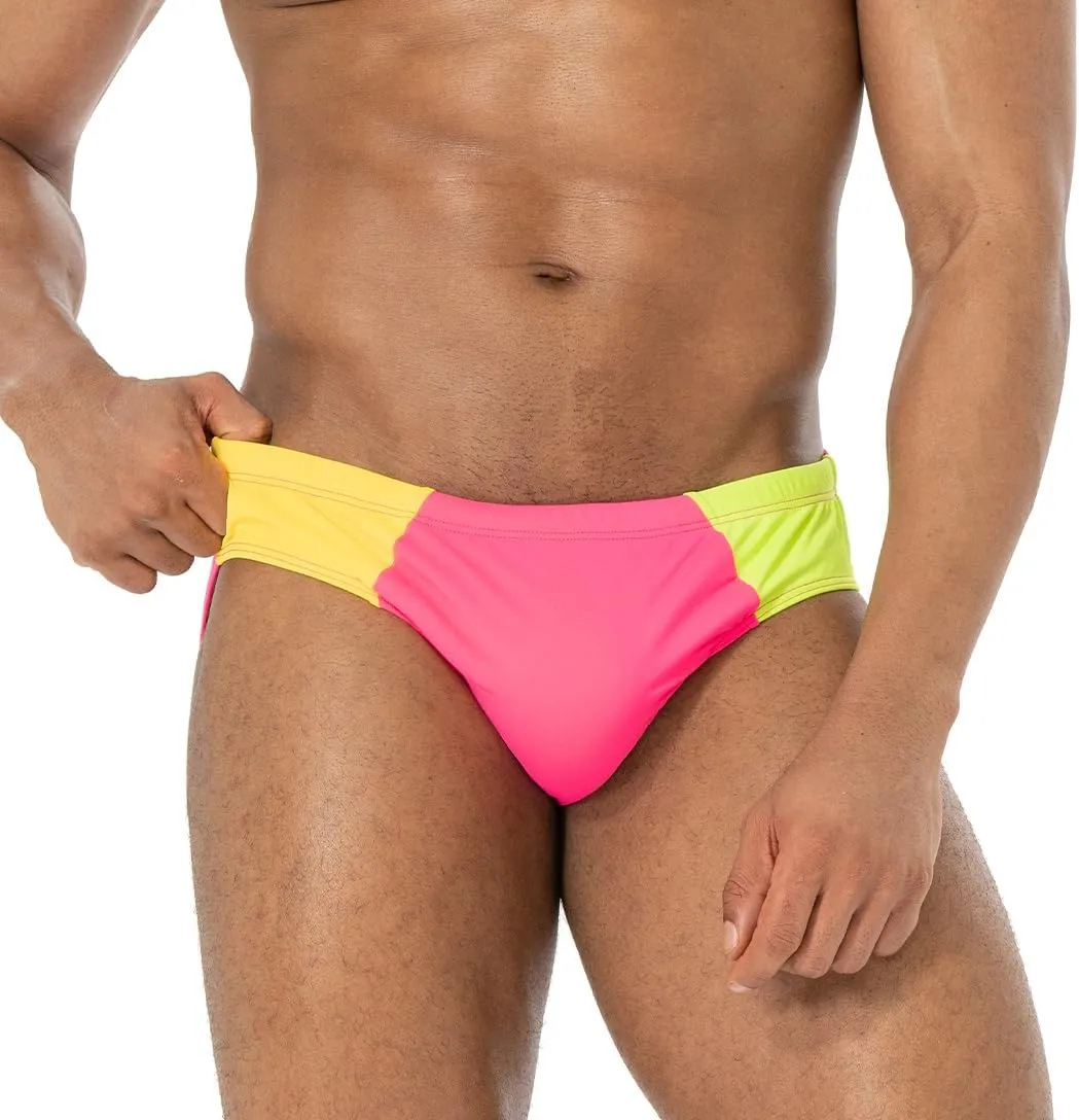 AIMPACT Mens Stripe Swim Briefs Retro Swimwear Sexy Bikini Swimsuit Print Bathing Suit