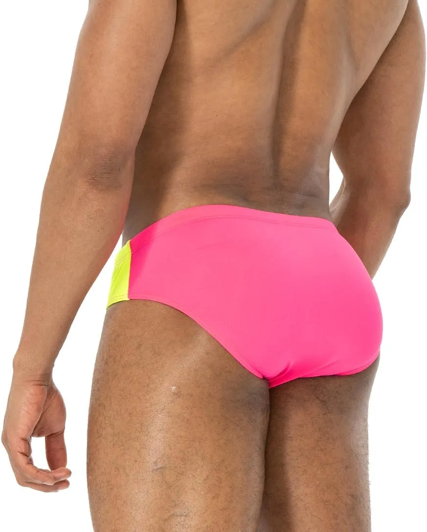 AIMPACT Mens Stripe Swim Briefs Retro Swimwear Sexy Bikini Swimsuit Print Bathing Suit