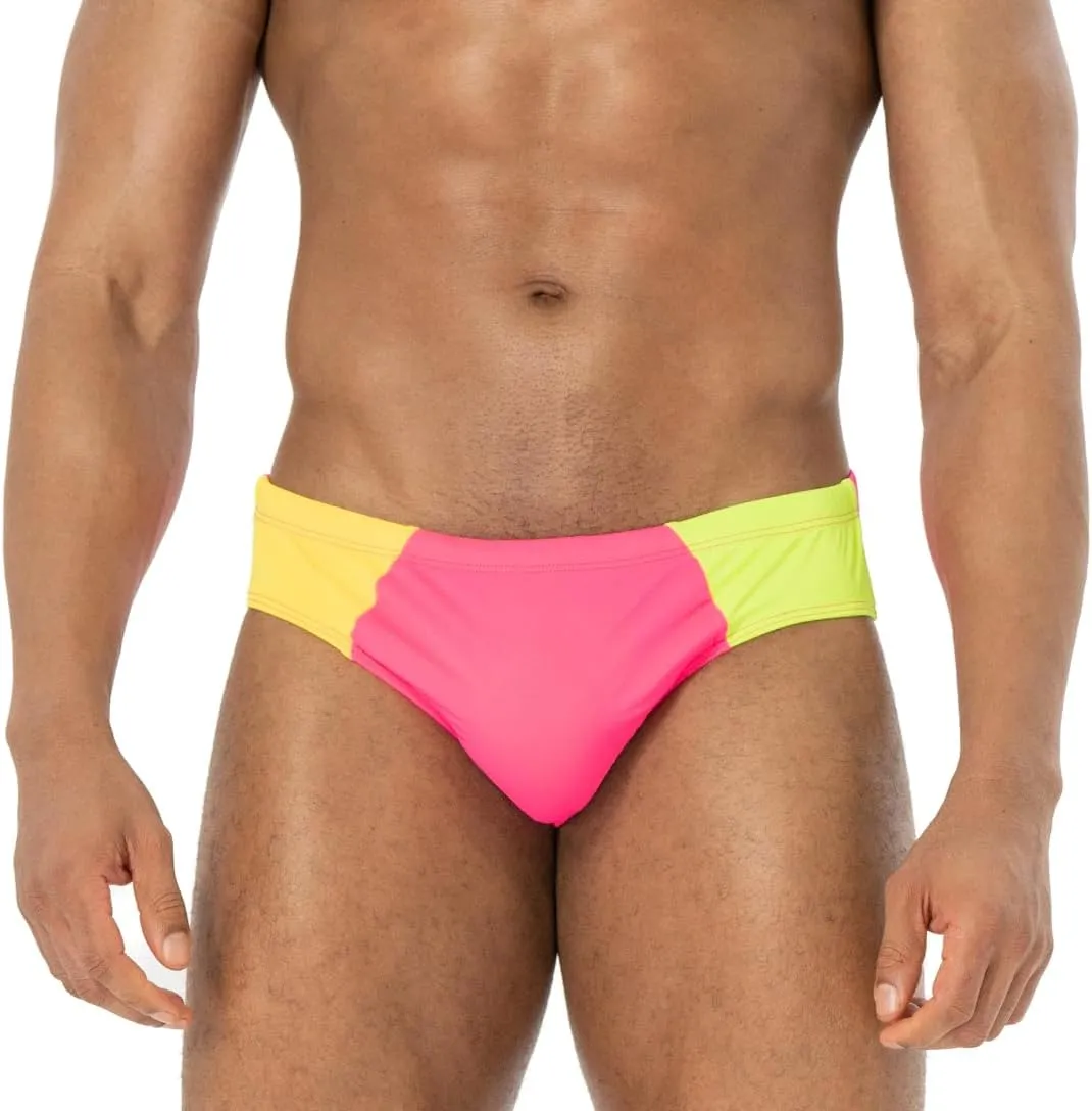 AIMPACT Mens Stripe Swim Briefs Retro Swimwear Sexy Bikini Swimsuit Print Bathing Suit