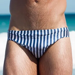 AIMPACT Mens Stripe Swim Briefs Retro Swimwear Sexy Bikini Swimsuit Print Bathing Suit