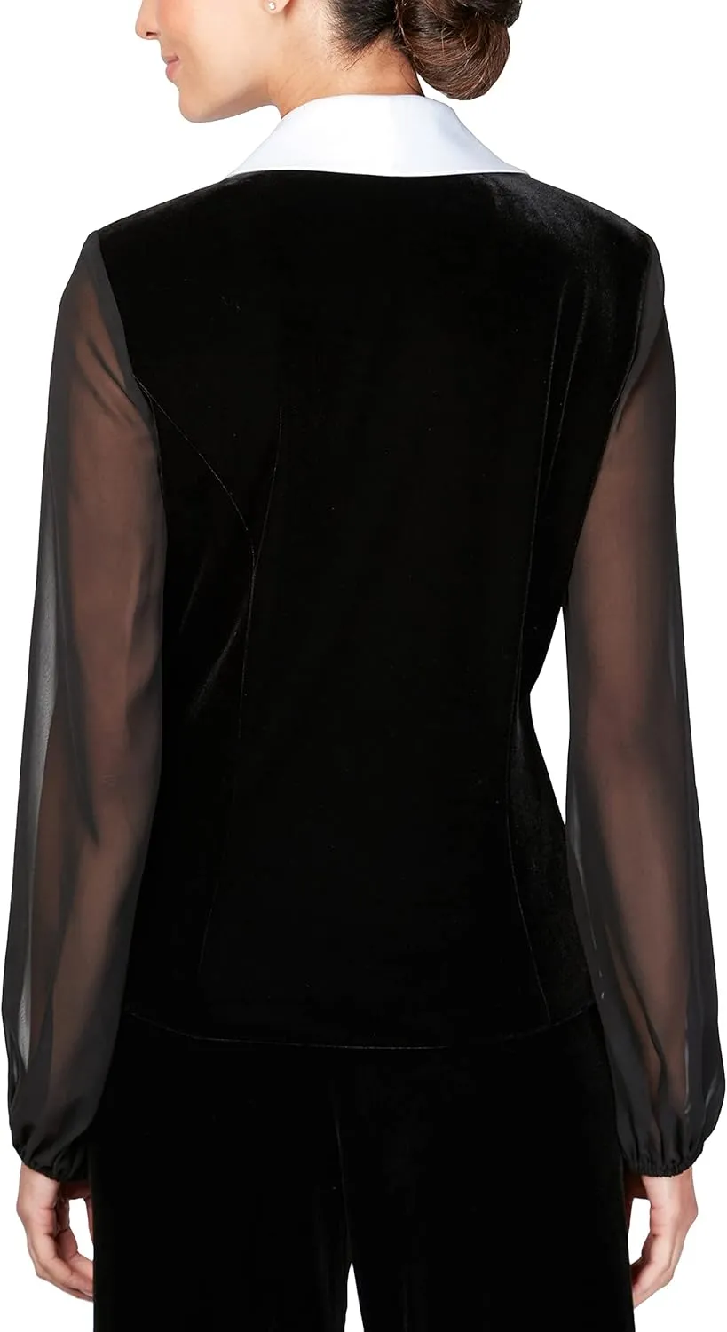 Alex Evenings Women's Blouse with Embellished Ruched Waist