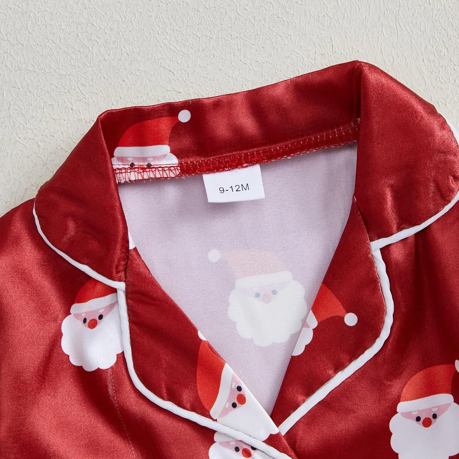 Baby Boy Girl Christmas Silk Pajamas Set Button Down Deer Santa Long Sleeve Shirts Tops and Pants Satin Pj Sets
