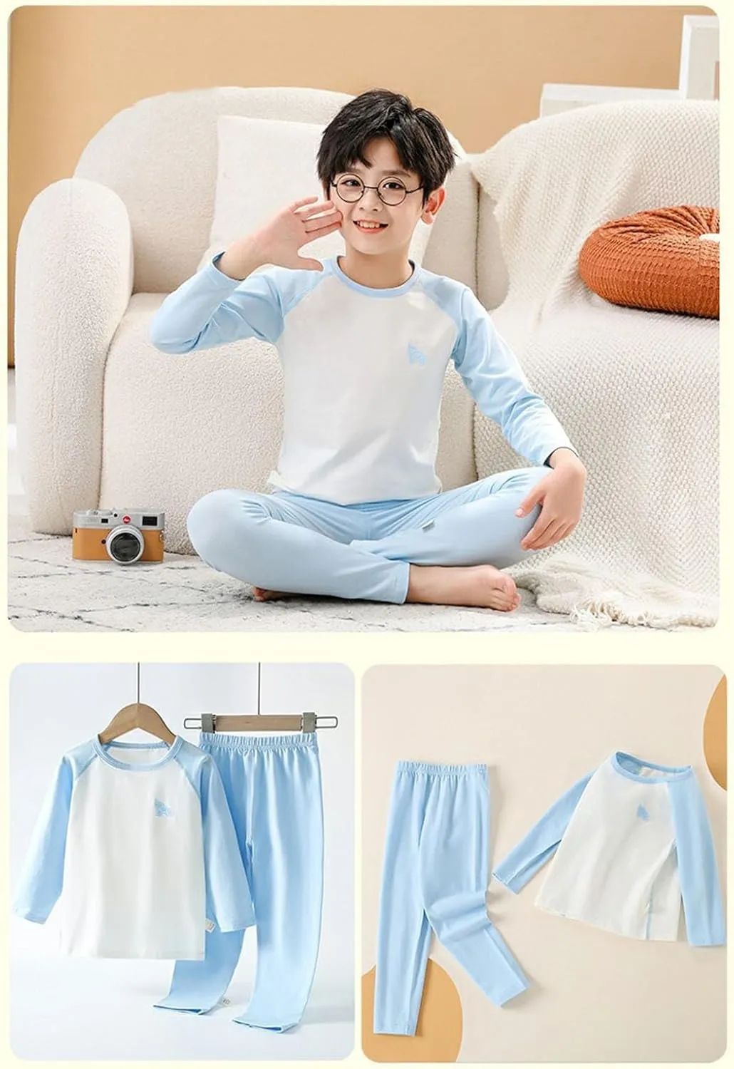 Baby Boy Organic Cotton Soft Pajamas, Long Sleeve Tee and Pant 2-Piece Pj Set for Fall