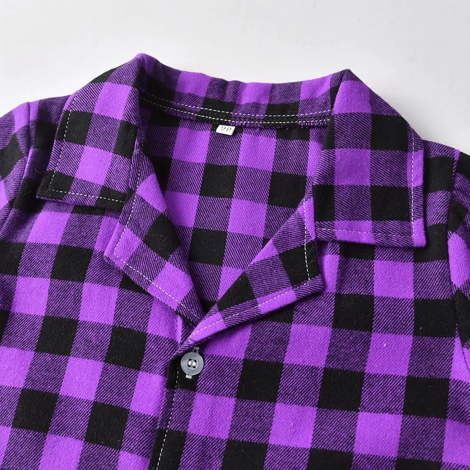 Baby Boys Girls Pa𝗷amas Set Plaid Lapel Short Sleeved Cotton Soft P𝗝s 2 Pack Slee𝗽wear Button Loun𝗴ewear N𝐢ghtwear