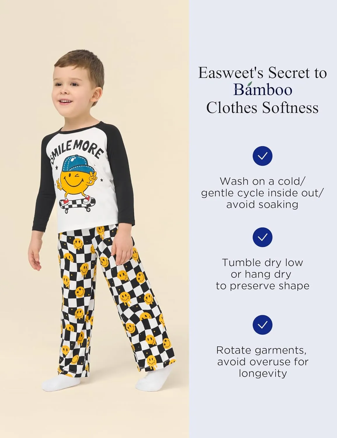 Bamboo Viscose Boys Pajamas Set Toddler Soft Long Sleeve Boys' Sleepwear