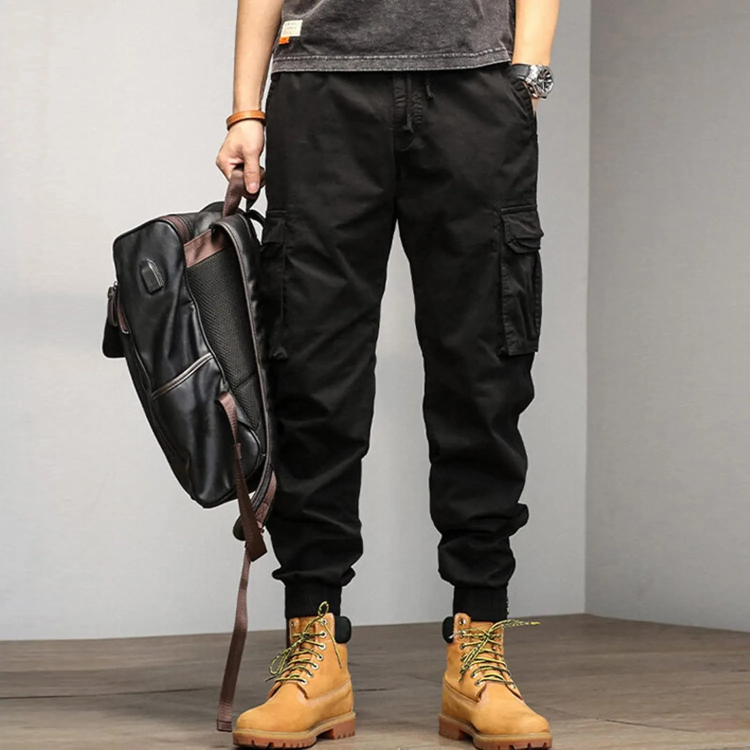 Big and Tall Men Cargo Jogger Sweat Pants Loose Fit Multi-Pocket Ripstop Hiking Work Pants Classic Fit Multi Pockets