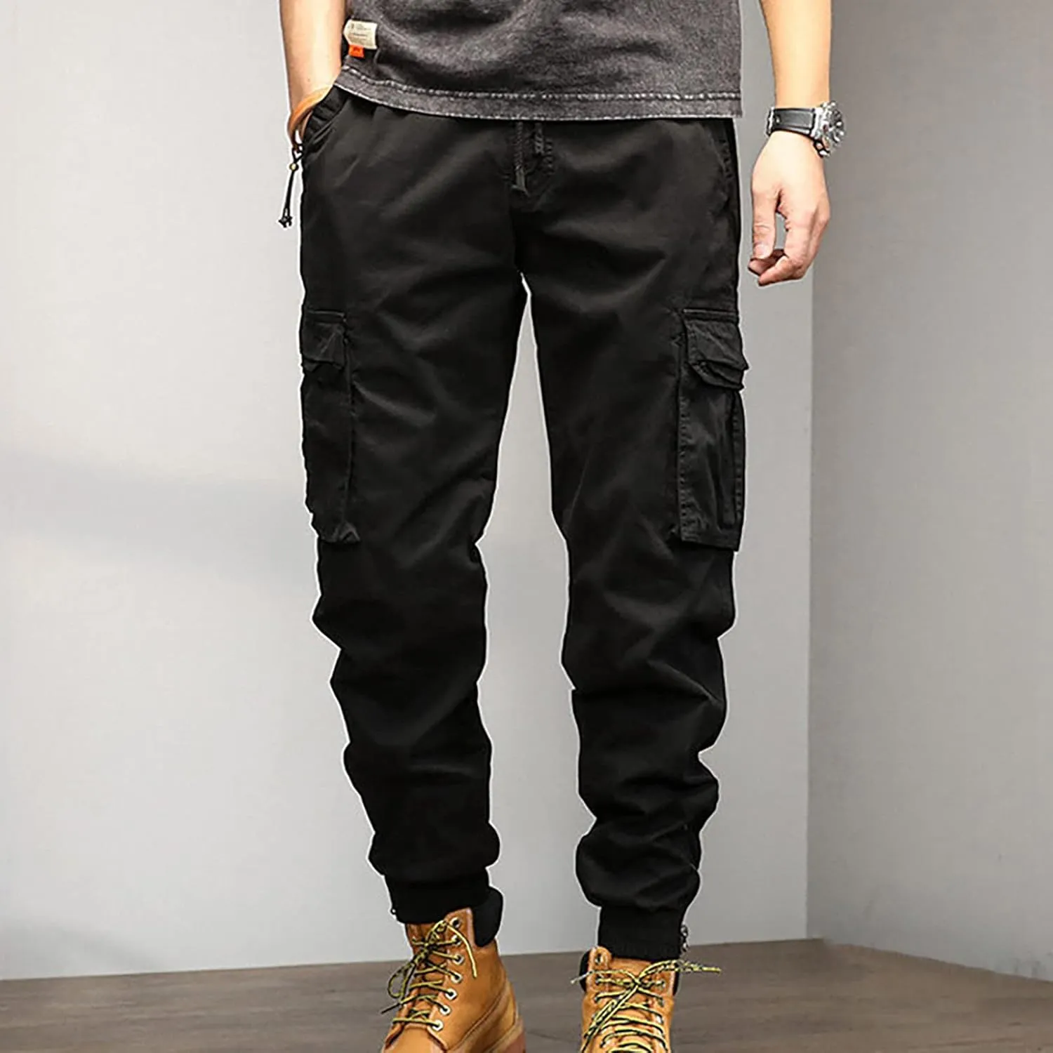 Big and Tall Men Cargo Jogger Sweat Pants Loose Fit Multi-Pocket Ripstop Hiking Work Pants Classic Fit Multi Pockets