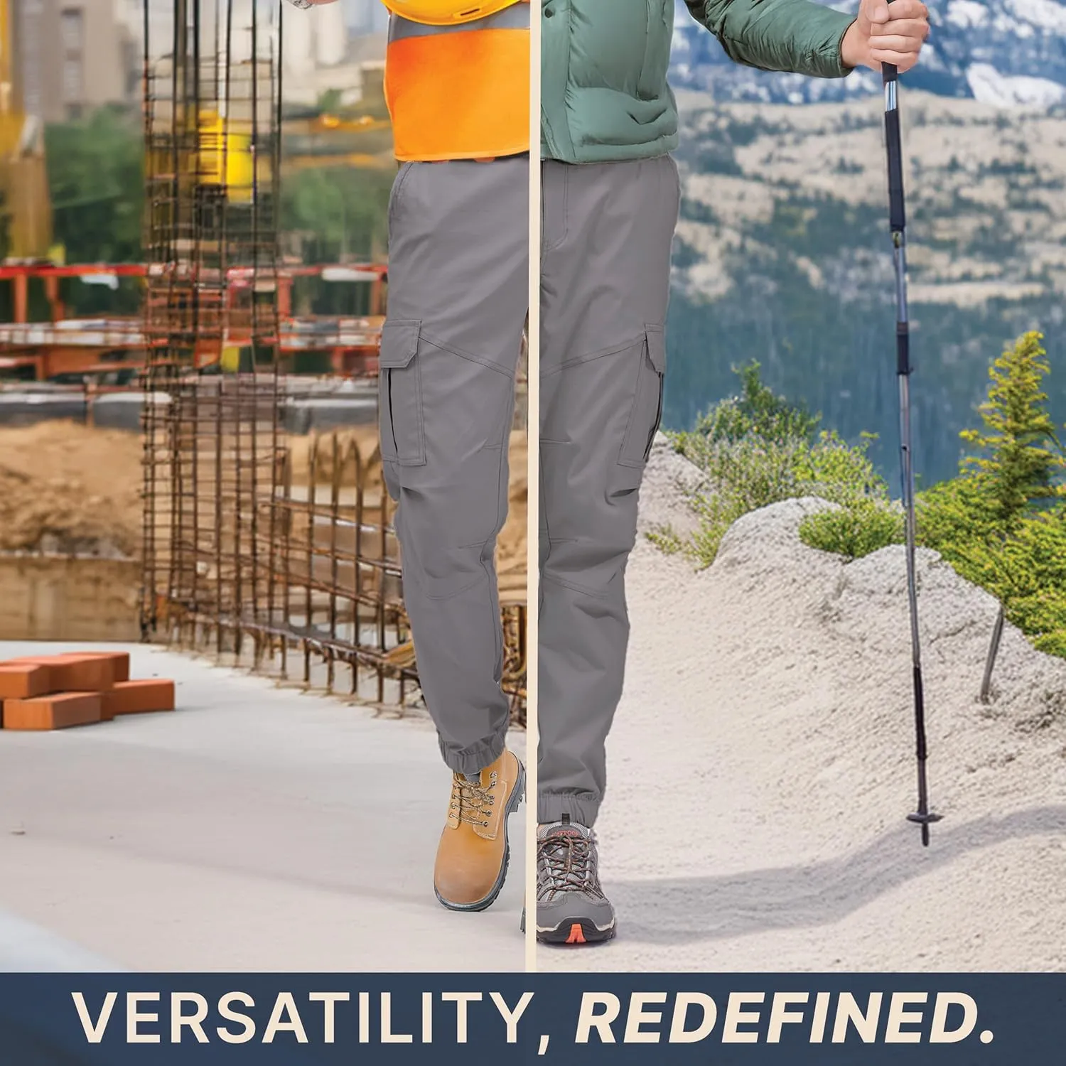 BLUE CHILL Mens Cargo Joggers – Slim Fit, Stretch Comfort, Water-Resistant, 7 Pockets, Lightweight for Hiking & Travel
