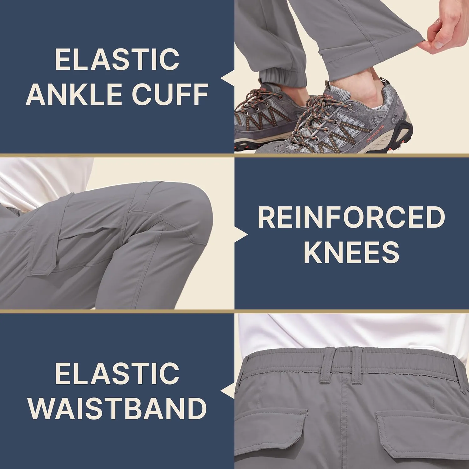 BLUE CHILL Mens Cargo Joggers – Slim Fit, Stretch Comfort, Water-Resistant, 7 Pockets, Lightweight for Hiking & Travel
