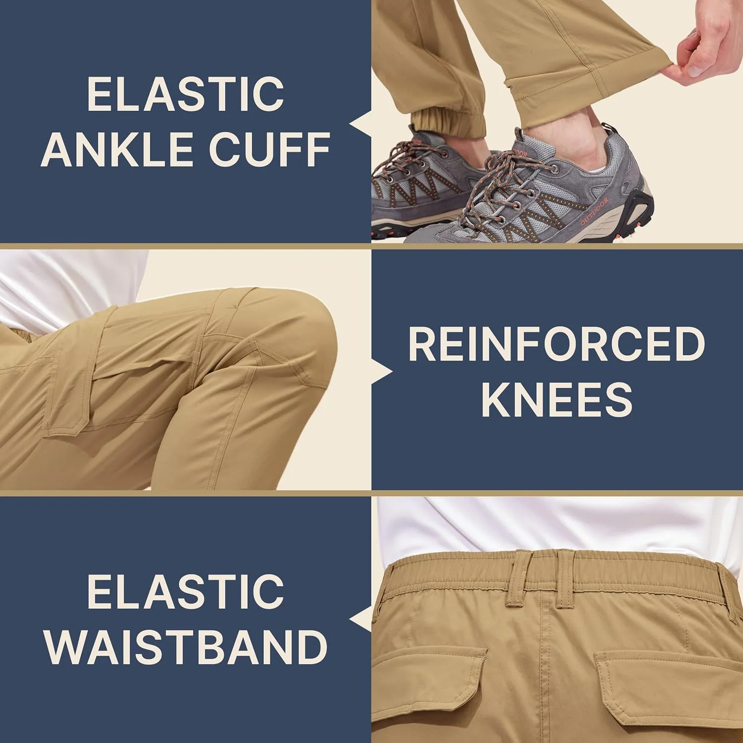 BLUE CHILL Mens Cargo Joggers – Slim Fit, Stretch Comfort, Water-Resistant, 7 Pockets, Lightweight for Hiking & Travel