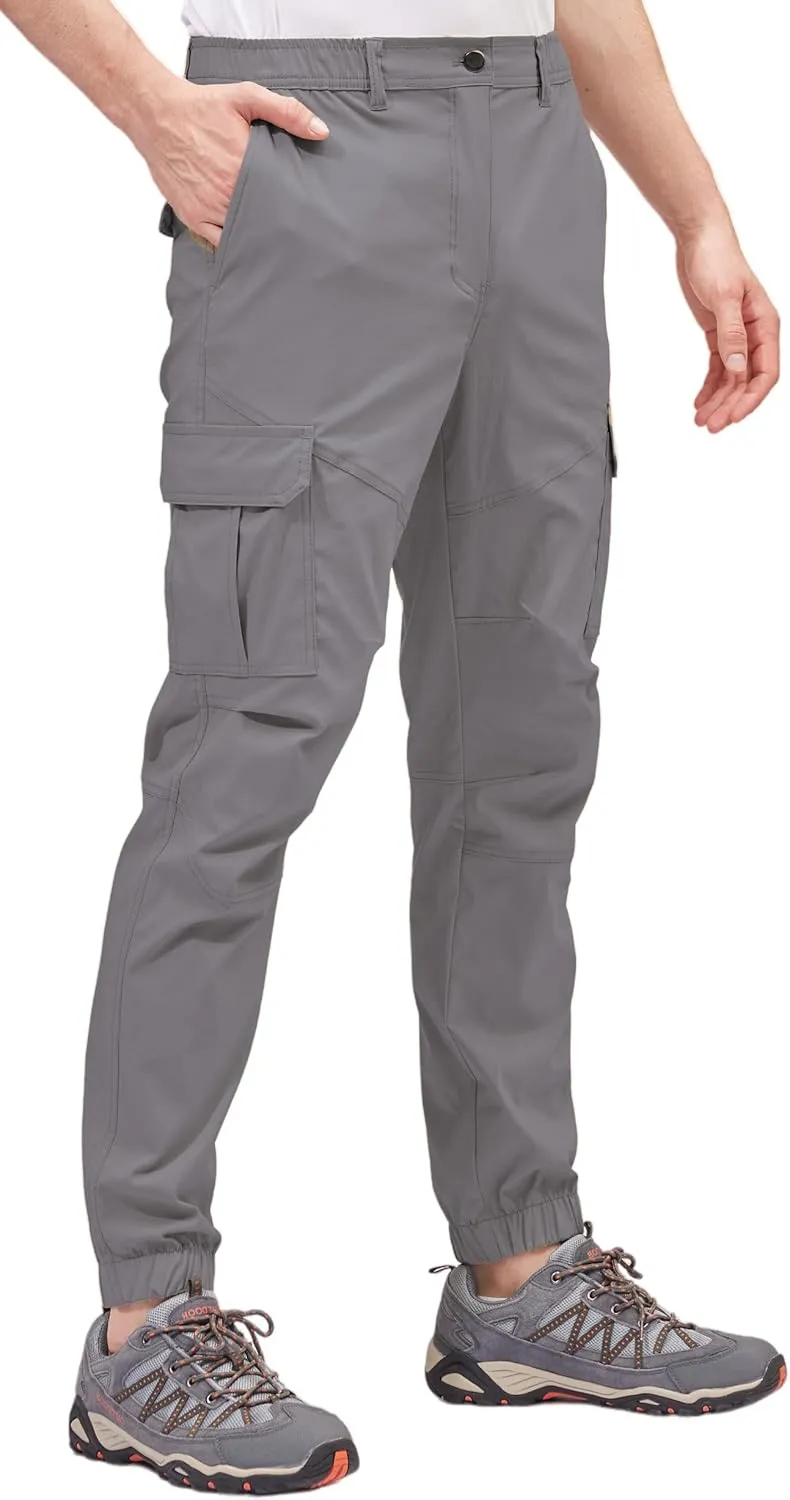 BLUE CHILL Mens Cargo Joggers – Slim Fit, Stretch Comfort, Water-Resistant, 7 Pockets, Lightweight for Hiking & Travel