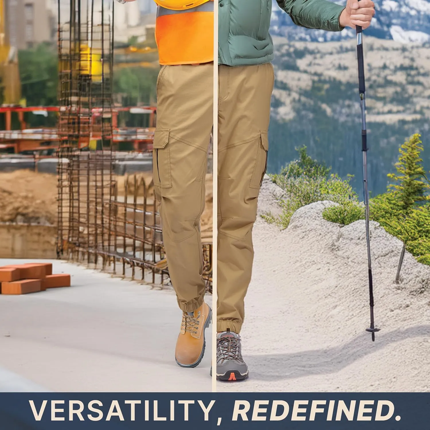 BLUE CHILL Mens Cargo Joggers – Slim Fit, Stretch Comfort, Water-Resistant, 7 Pockets, Lightweight for Hiking & Travel