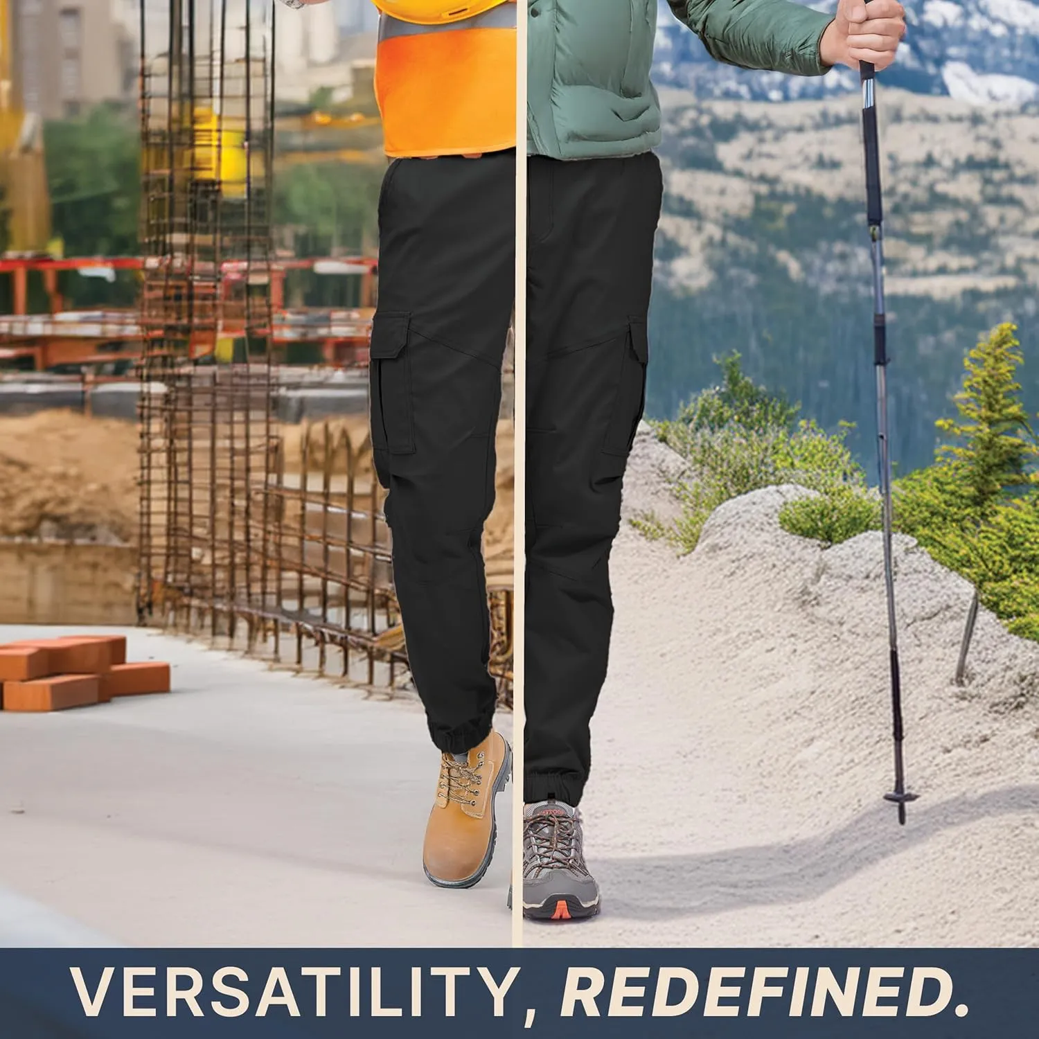 BLUE CHILL Mens Cargo Joggers – Slim Fit, Stretch Comfort, Water-Resistant, 7 Pockets, Lightweight for Hiking & Travel