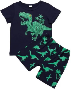 Boys Dinosaur Pa𝗷amas Sets N𝐢ghtwear Cotton Toddler Loun𝗴e Clothes Kids Slee𝗽wear Short-Sleeve P𝗝s 2 Piece Outfit