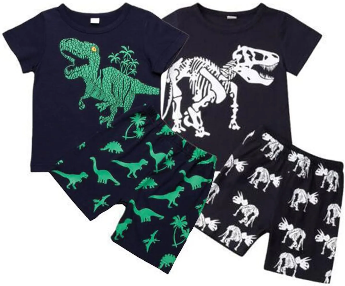 Boys Dinosaur Pa𝗷amas Sets N𝐢ghtwear Cotton Toddler Loun𝗴e Clothes Kids Slee𝗽wear Short-Sleeve P𝗝s 2 Piece Outfit