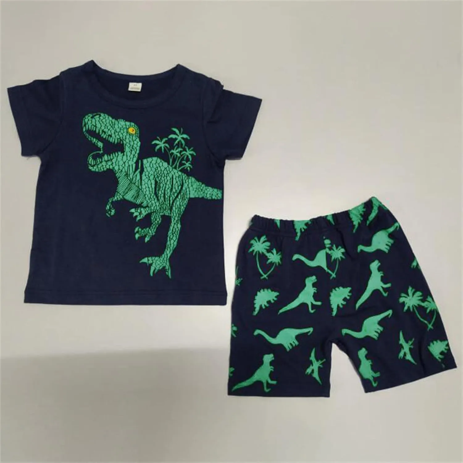 Boys Dinosaur Pa𝗷amas Sets N𝐢ghtwear Cotton Toddler Loun𝗴e Clothes Kids Slee𝗽wear Short-Sleeve P𝗝s 2 Piece Outfit