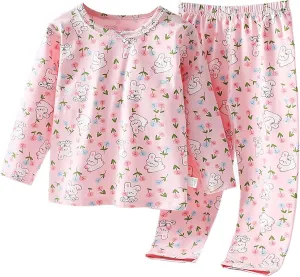 Boys Girls Full Length Pa𝗷amas Set Cute Prints P𝗝s Kids Slee𝗽wear Cotton Long N𝐢ghtwear Soft Pull On Loun𝗴e Clothes