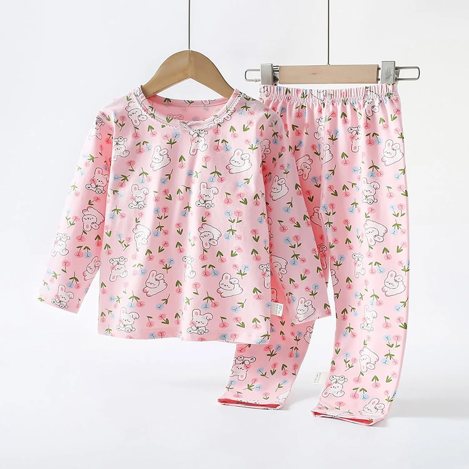 Boys Girls Full Length Pa𝗷amas Set Cute Prints P𝗝s Kids Slee𝗽wear Cotton Long N𝐢ghtwear Soft Pull On Loun𝗴e Clothes