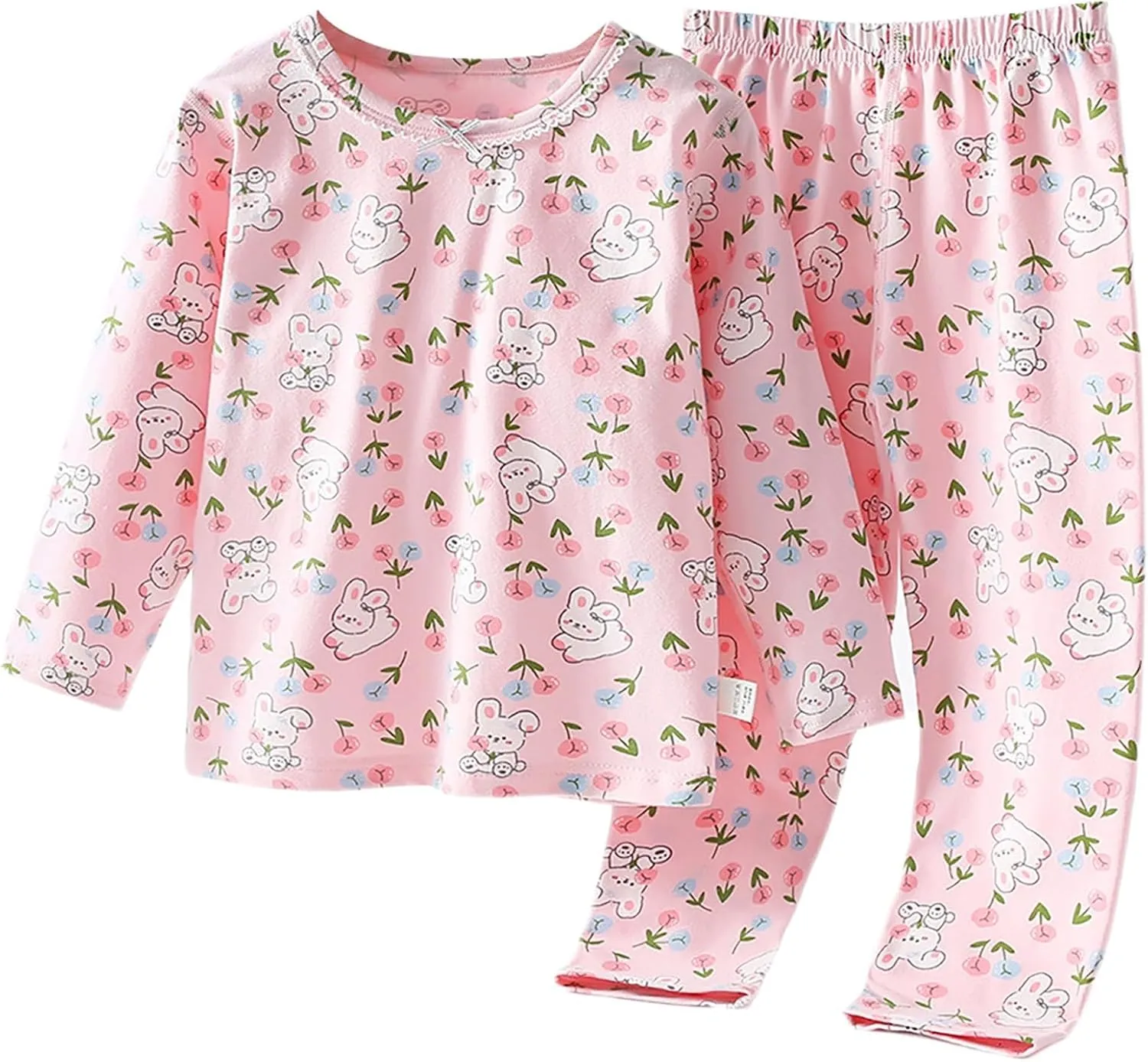 Boys Girls Full Length Pa𝗷amas Set Cute Prints P𝗝s Kids Slee𝗽wear Cotton Long N𝐢ghtwear Soft Pull On Loun𝗴e Clothes