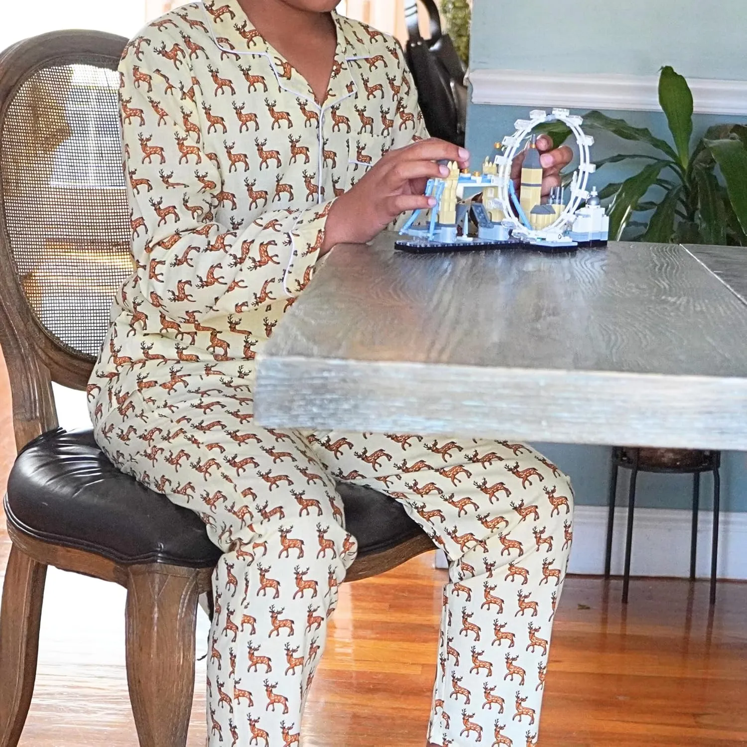 Boys Pajama Pants and Shirt Set - Animal Print Soft Cotton, Pijamas Para Hombres Set, Breathable & Light Cotton PJ Set