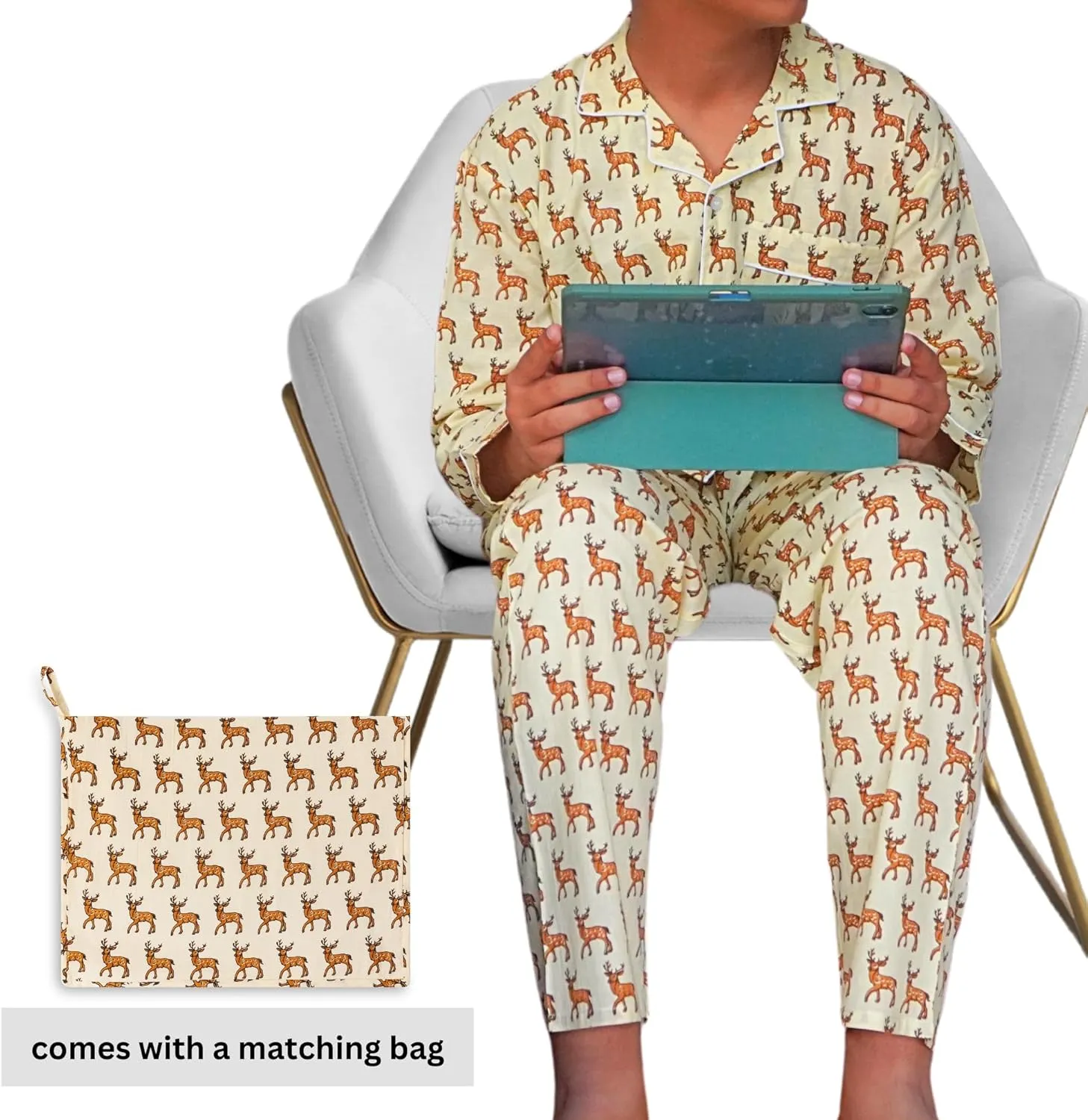 Boys Pajama Pants and Shirt Set - Animal Print Soft Cotton, Pijamas Para Hombres Set, Breathable & Light Cotton PJ Set