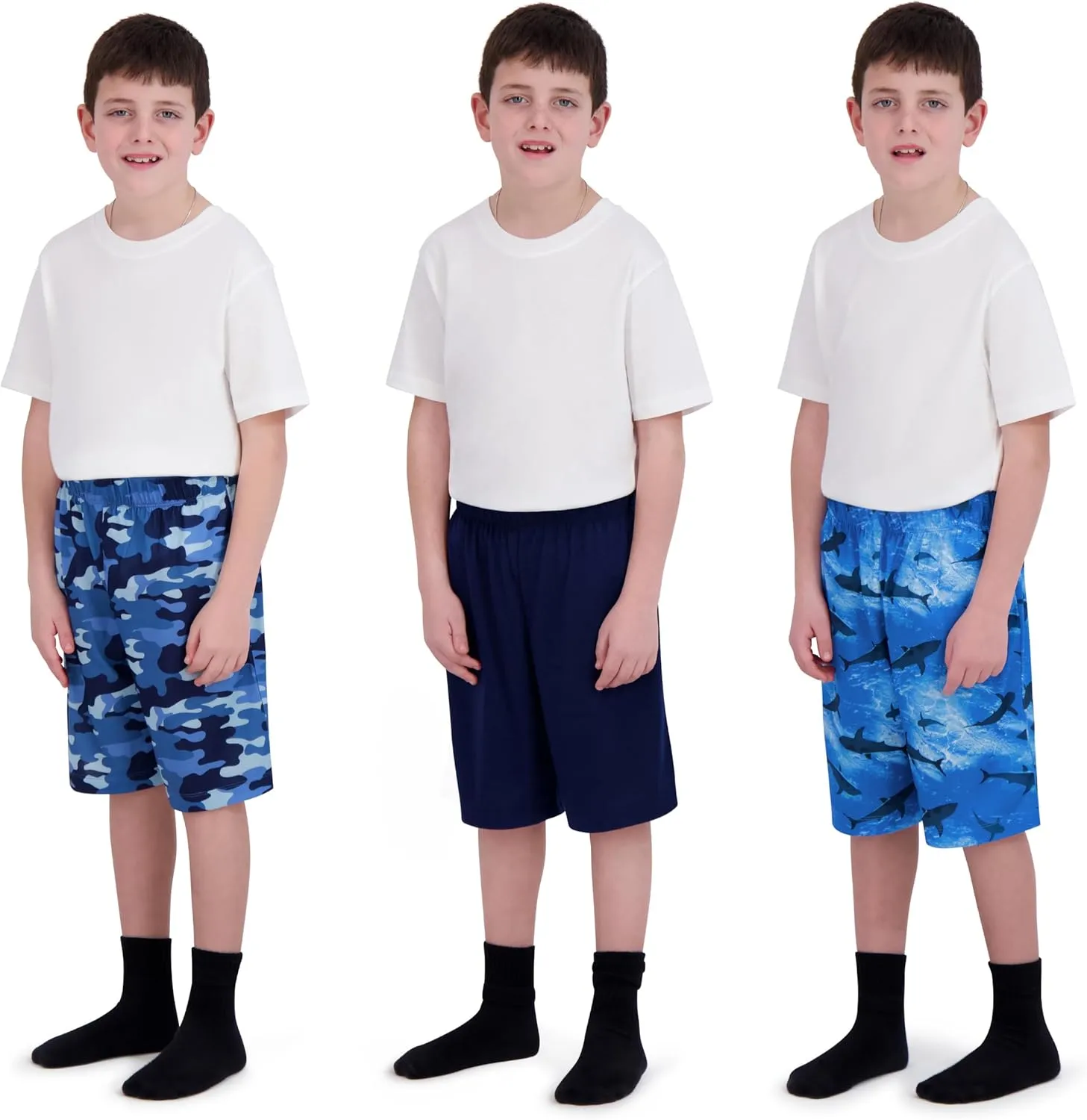 Boys Sleep Shorts - 3 Pack, Summer Pajama Shorts Set, Soft Boys' PJ Bottoms, Teen & Kids Size 5 6 7 8 10-12 14-16