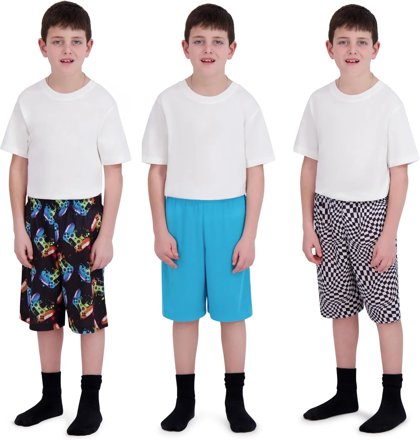 Boys Sleep Shorts - 3 Pack, Summer Pajama Shorts Set, Soft Boys' PJ Bottoms, Teen & Kids Size 5 6 7 8 10-12 14-16