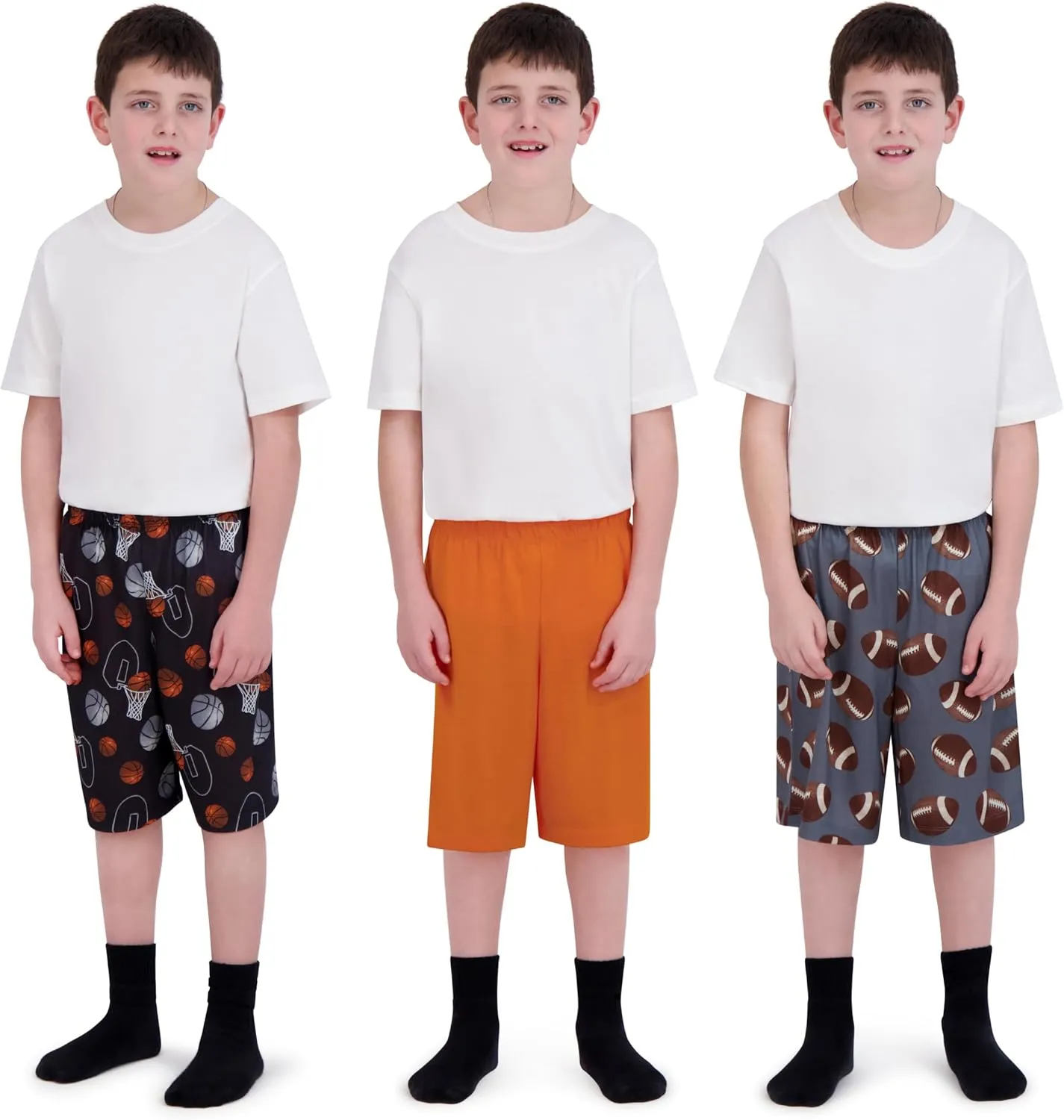 Boys Sleep Shorts - 3 Pack, Summer Pajama Shorts Set, Soft Boys' PJ Bottoms, Teen & Kids Size 5 6 7 8 10-12 14-16