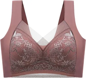 Bralettes for Women No Underwire Bras for Women V Neck Brassiere Scalloped Full Coverage Smooth Comfort Bandeau Bra