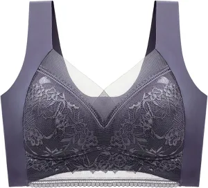Bralettes for Women No Underwire Bras for Women V Neck Brassiere Scalloped Full Coverage Smooth Comfort Bandeau Bra