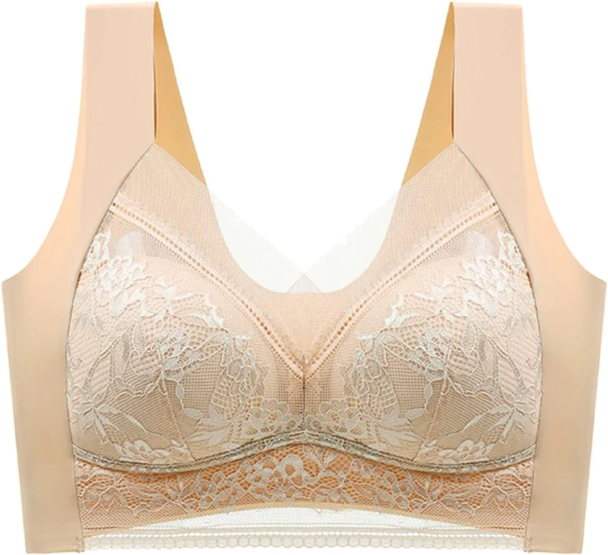 Bralettes for Women No Underwire Bras for Women V Neck Brassiere Scalloped Full Coverage Smooth Comfort Bandeau Bra