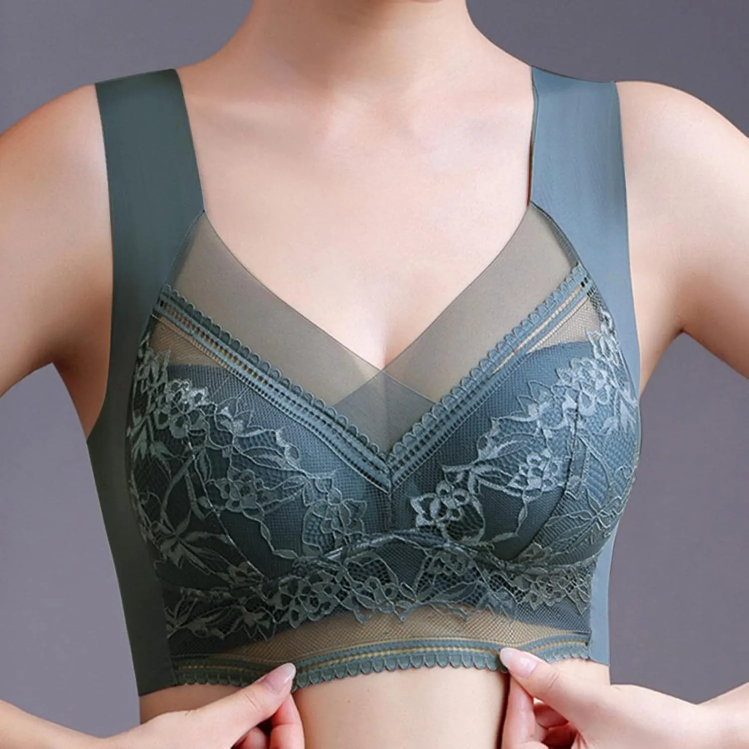 Bralettes for Women No Underwire Bras for Women V Neck Brassiere Scalloped Full Coverage Smooth Comfort Bandeau Bra