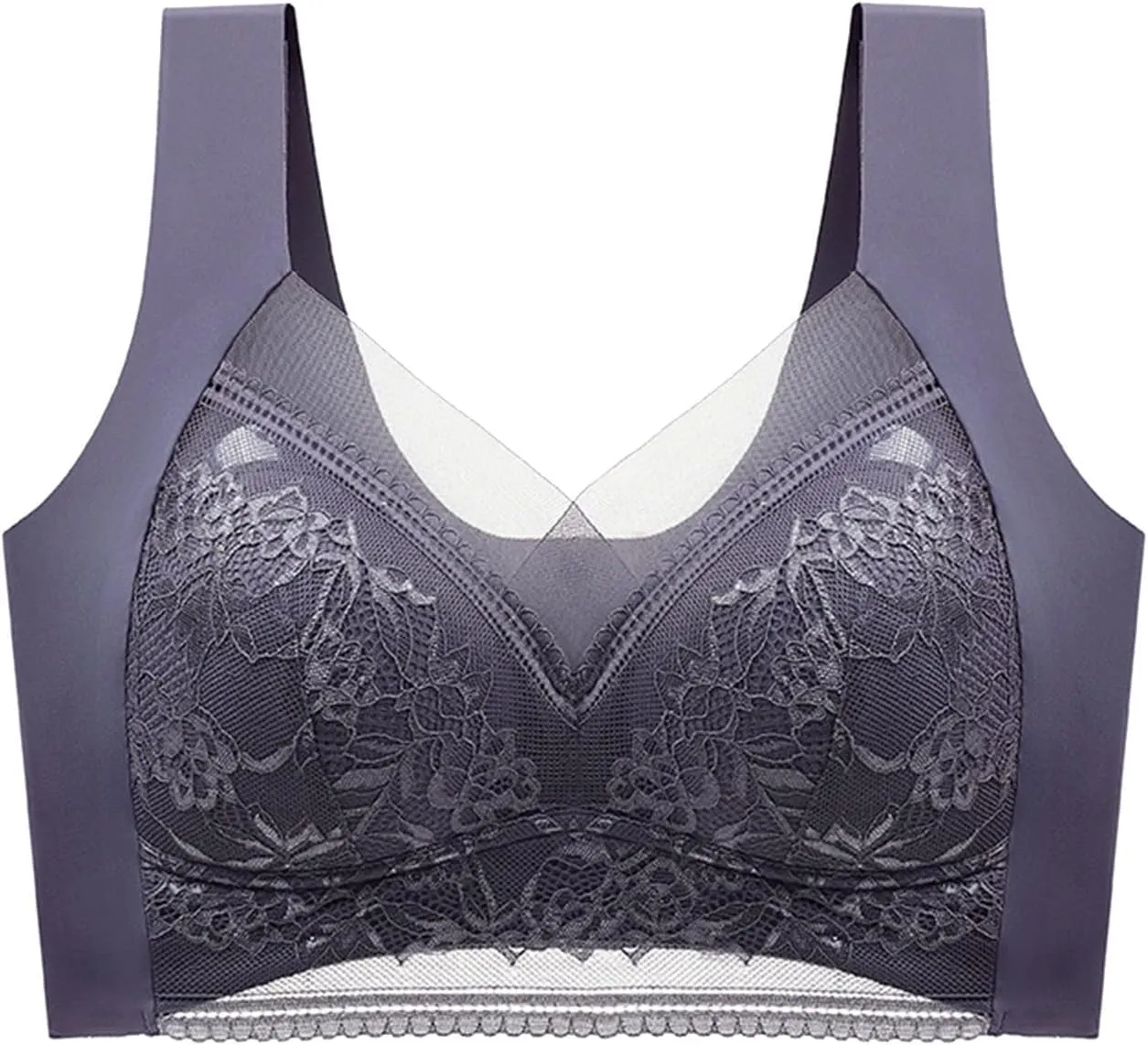Bralettes for Women No Underwire Bras for Women V Neck Brassiere Scalloped Full Coverage Smooth Comfort Bandeau Bra