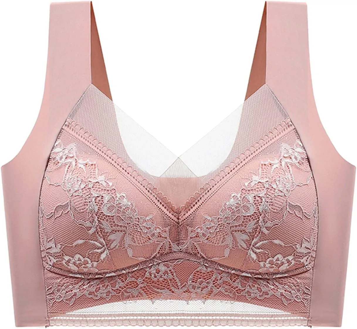 Bralettes for Women No Underwire Bras for Women V Neck Brassiere Scalloped Full Coverage Smooth Comfort Bandeau Bra