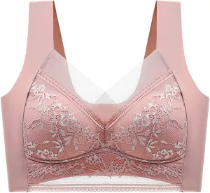 Bralettes for Women No Underwire Bras for Women V Neck Brassiere Scalloped Full Coverage Smooth Comfort Bandeau Bra