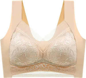 Bralettes for Women No Underwire Bras for Women V Neck Brassiere Scalloped Full Coverage Smooth Comfort Bandeau Bra