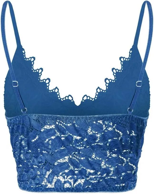 Bralettes for Women V Neck Lace Camisole Y2K Tank Top Strappy Cami Unpadded Bra Lingerie Crop Tops Outfits Everyday Bras