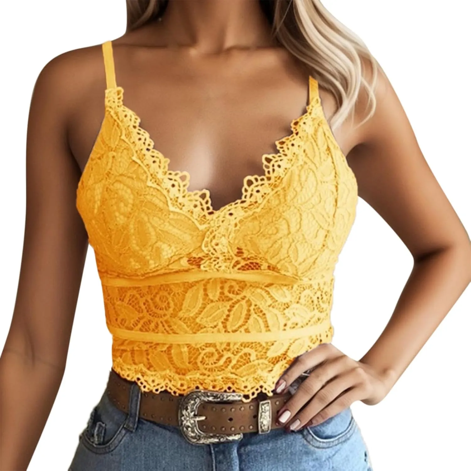 Bralettes for Women V Neck Lace Camisole Y2K Tank Top Strappy Cami Unpadded Bra Lingerie Crop Tops Outfits Everyday Bras
